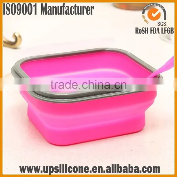 2-compartment Food Container With Lid Silicone Collapsible Lunch Box With Lid Dishwasher Safe Bento Lunch Box Container photo-4