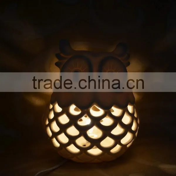 Owl Figurine Decorative Ceramic Table Lamp Wholesale photo-4