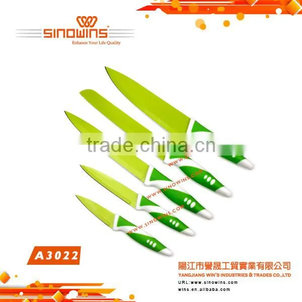 A3022 Colorful Non-stick Coating 5pcs Stainless Steel Knife Set photo-2