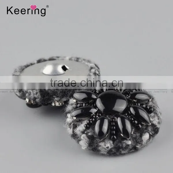 Hotsale Black Flower Resin Small Size Decorative Buttons WBKA-289 photo-2