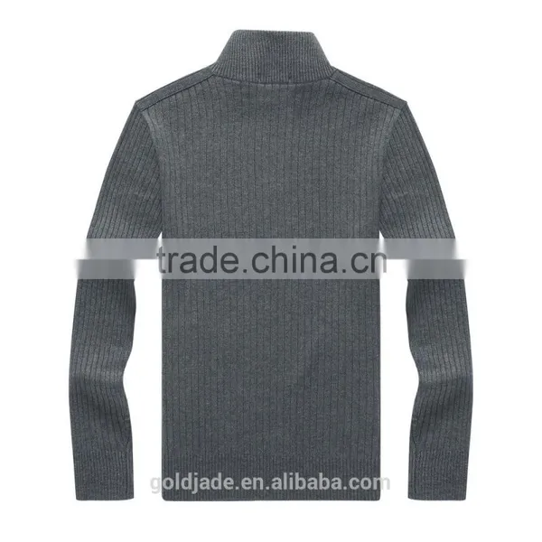 Casual Men's Winter Wool Knitted Zip Cardigan Men Plain Knit Cardigan Sweater photo-3
