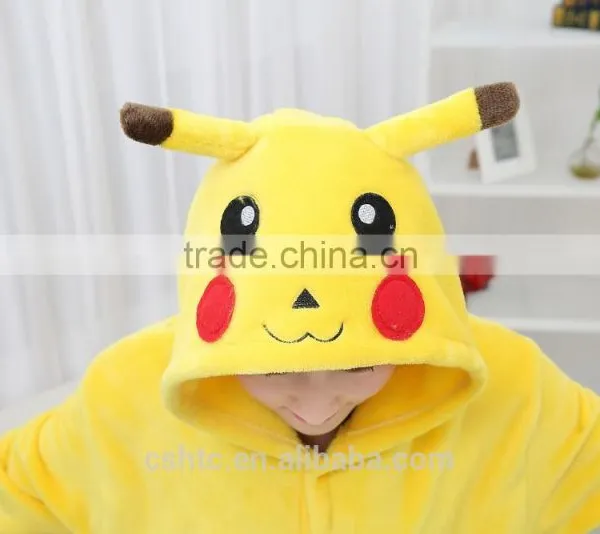 Flannel Cartoon Adult Animal Jumpsuit Animal Pajamas Jumpsuit Pikachu Design photo-3