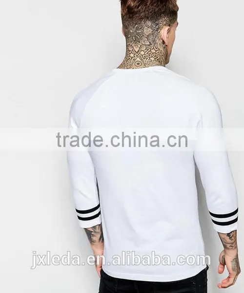 New Customize Summer White Varsity Sleeve 3/4 Sleeve Muscle T-shirt Men photo-2