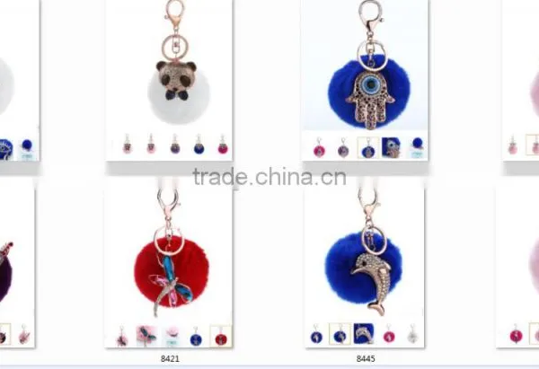 Shiny Unicorn Horse Animal Fur Pom Pom Keychain Bag Charms Unique Faux Fur Ball Bag Charms 2017 Keychain Premium Gifts photo-6