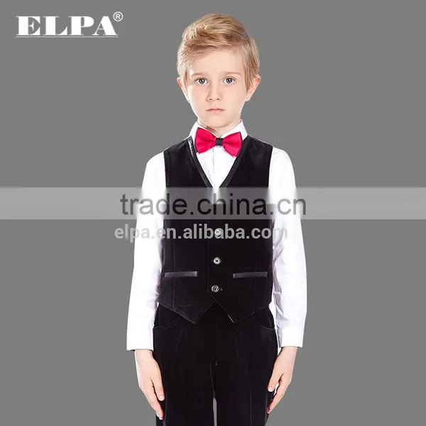 ELPA NXB0027 Three Pieces Boy Suits Black Wholesale Velvet Fabric Kids Tuxedo Suits photo-3