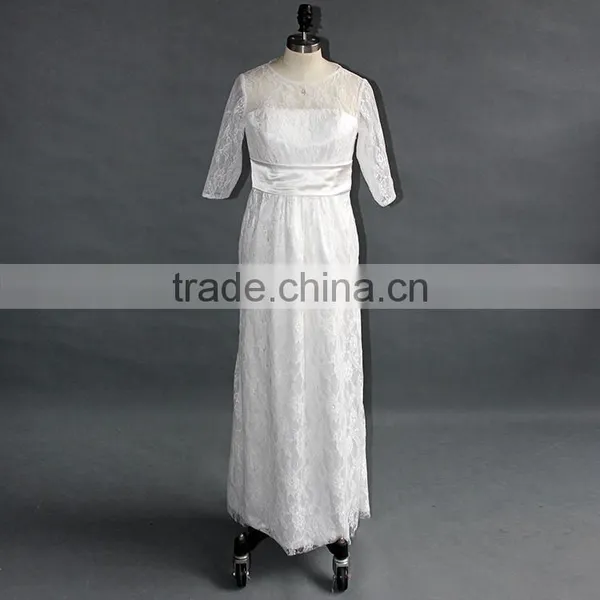 2017 Short Sleeve Sheath/Column New Wedding Dress Lace Appliques photo-6
