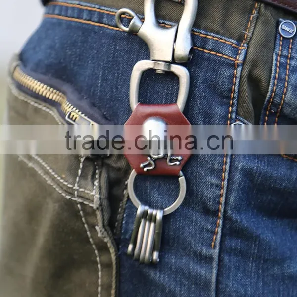 Punky Llavero,Skull Head Leather Strap Chain Bikers Punk Gothic Key Chain Hand Made photo-5