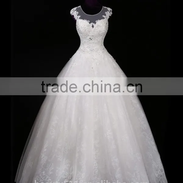 2017 Elegant Beadings Mermaid V-neck Straps Floor-length White Lace Wedding Dress F13502 photo-2