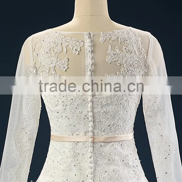 2017 Wedding Dress Mermaid Lace Ball Gowns 3/4 Sleeves Tull Net Wedding Gowns AS41601 photo-4