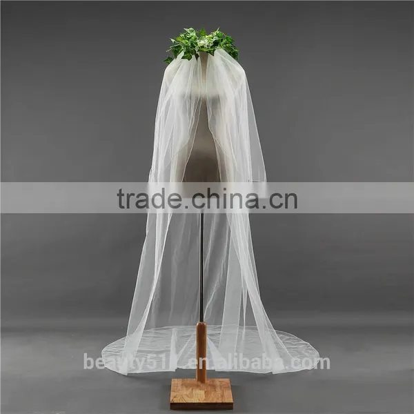 Wholesale Wholesale White Wedding Lace Long Tulle Bridal Veils 2017 HL07 photo-4