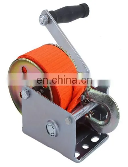 800lbs Polyester Strap Hand Winch Hand Crank Gear Winch