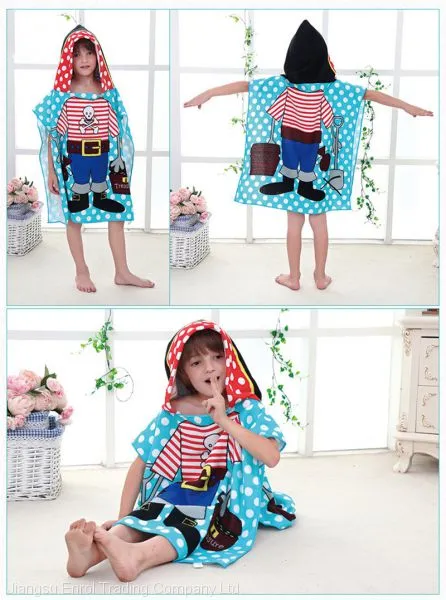 New Children Cute Cartoon Hooded Cloak Beach Towel Animal Printed Microfiber Baby Boys Girls Kids Swimming Bath Towel 120x60cm photo-5