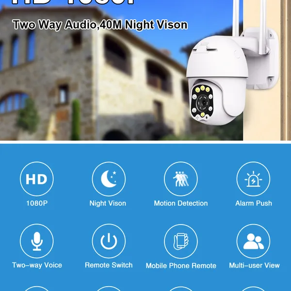 5MP PTZ IP Camera Wifi Outdoor AI Human Detection Audio1080p ,Wireless Security CCTV Camera P2P RTSP 4X Digital Zoom Wifi Camera photo-5
