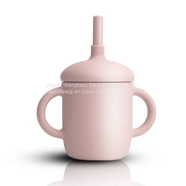 Weiqi Manufacturer BPA Free Silicone Sippy Cup Reusable No Spill Silicone Cup With Lid Straw photo-3