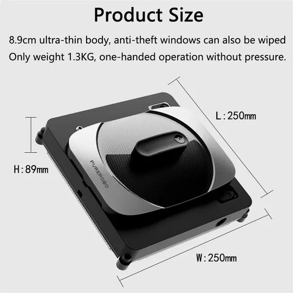 PUREROBO W-S8S Window Cleaning Robot Bluetooth And Remote Control Double Side Spray Water Smart Glass Cleaning Machine One Touch Cleaning Easy To Use photo-2
