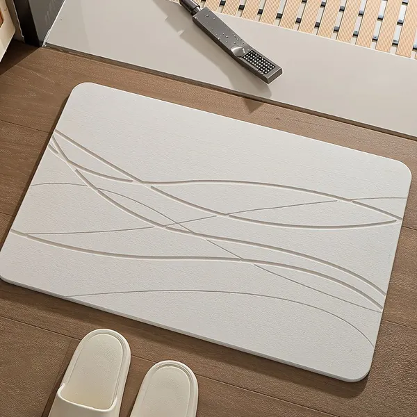 60x39cm Custom Engraving Diatomite Stone Bath Mat Manufacturer photo-3