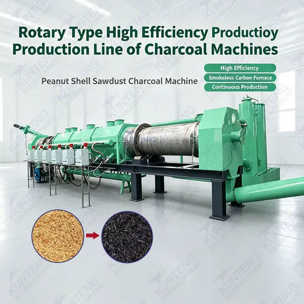 Rotary Type Carbonization Production Line Charcoal Machines Peanut Shell Sawdust Charcoal Machine Smokeless Carbon Furnace EPC