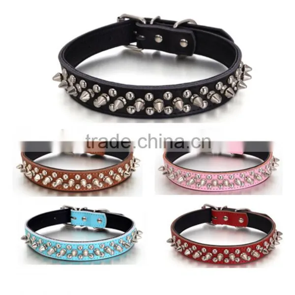 Alloy Fittings Litchi Grain Dog Collars Bullet Nail Pet Collar photo-2