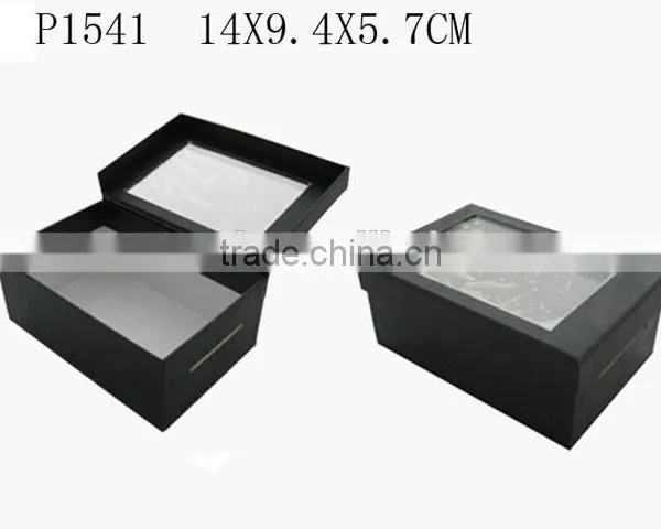 Custom Black Paper Gift Packaging Paper Box With Clear PVC Window Wholesale P1542 photo-4