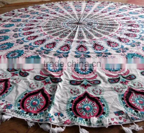 New OMBRE Mandala Round Roundie Towel Throw Tapestry Beach Yoga Mat Bohemian Hippie Beach Towel photo-2