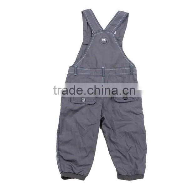 Kid's 100%cotton Dark Grey Cheap Stock Clothing Suspender Pants photo-2