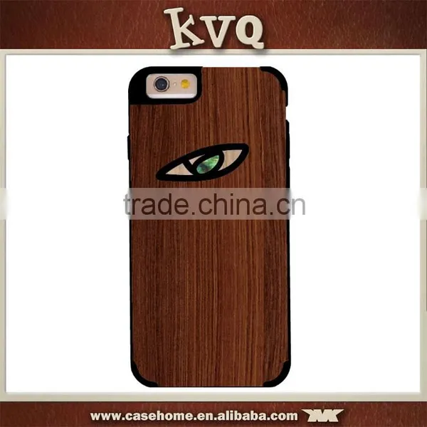 Gridiron Pattern Wood+PC Hard Back Cover Case for Iphone 6s photo-4