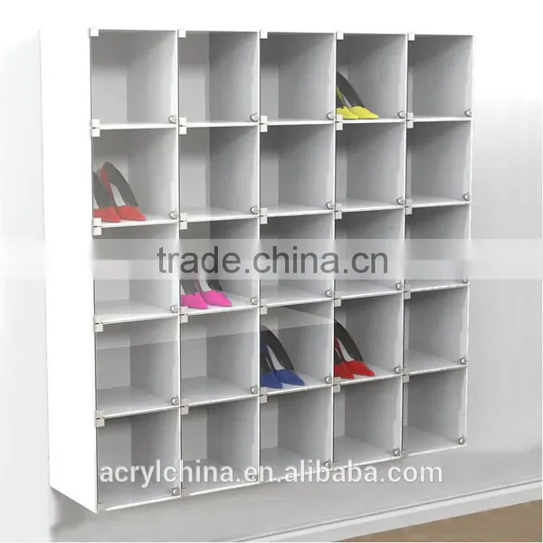 Wall Mounting Lockable Acrylic Shoe Display Cubes photo-2