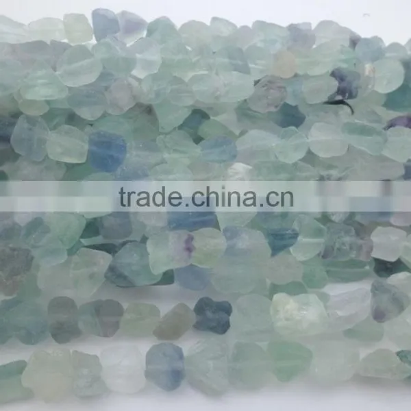 Natural Gemstone Long Drilled Polished Rough Green Fluorite Tumbled Stone photo-2