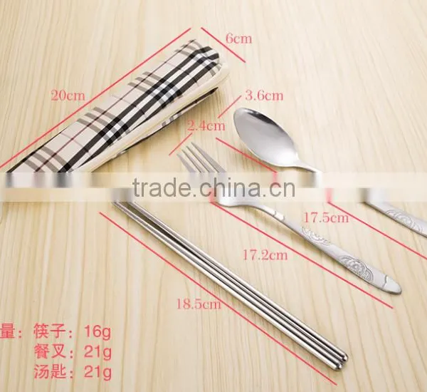 Stainless Steel Travel Cutlery Spoon and Chopsticks With Water-proof Cloth Bag Packing photo-4