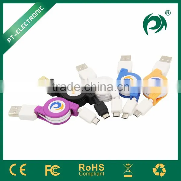 2015 New Product Retractable Colored Micro Usb Cable With Fashionable Design