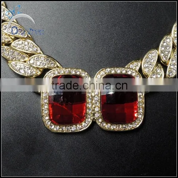 High Quality 24k Gold Cuban Ruby Chains Hip Hop Necklace photo-2