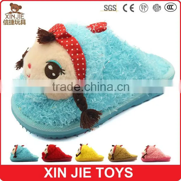 Custom Made Kids Indoor Slippers Children Plush Animal Slippers Nice Design Cute Doll Plush Slippers photo-4