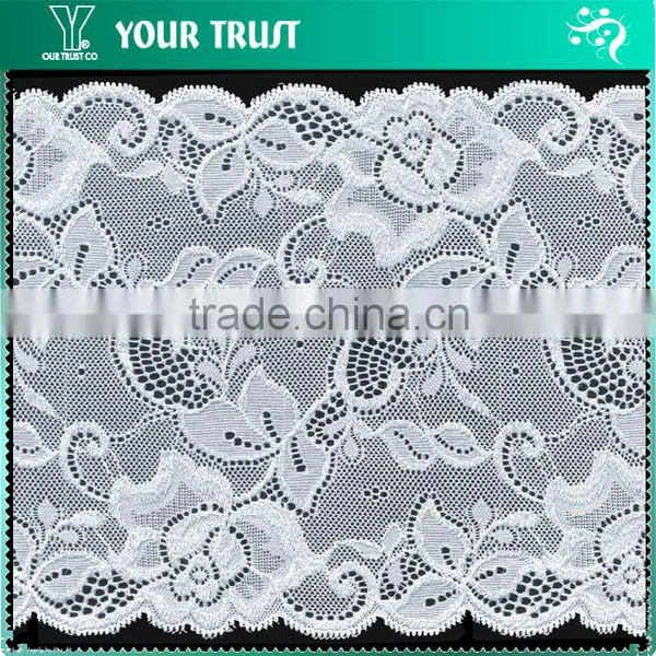 Width 13.8 Centimeter Light Yellow Stretch Trimming Spandex Jacquard Elastic Lace photo-5