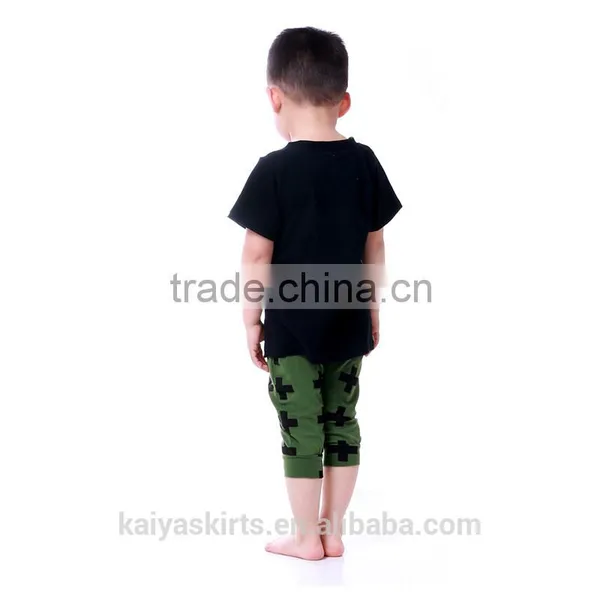 New Coming Stylish Casual Red and Black Cross Haren Pant Cotton Suit Comfortable Boy Clothing Sets photo-4