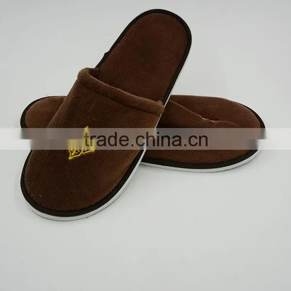 Brown Velvet Slippers, Embroidery LOGO, Disposable Slippers, Photo Graph