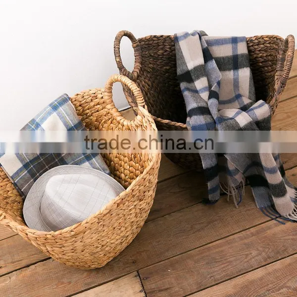 Natural Water Hyacinth Woven Storage Basket With Handles Quality Choice photo-2