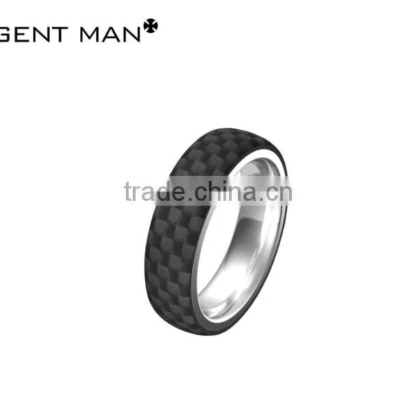 Fashion Jewelry 2016 for Man Titanium Wedding Band Ring Black Carbon Fiber Ring Wedding Rings photo-6