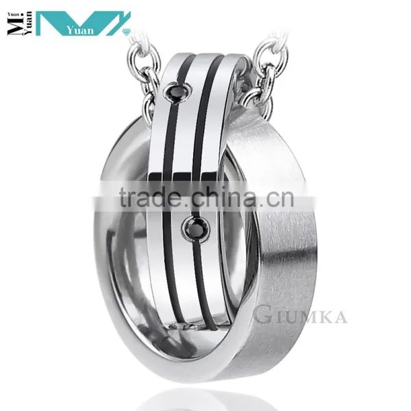 Couple Rings Pendant Necklace Stainless Steel Jewelry for Men