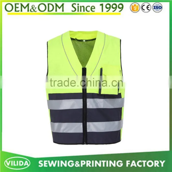 OEM Service Unisex Breathable Adults Jackets Yellow High Visibility Reflective Safety Vest