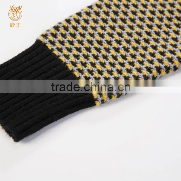 Women Jacquard Knitting Cashmere Sweater, Ladies Delicate Black Neck Sweater photo-5