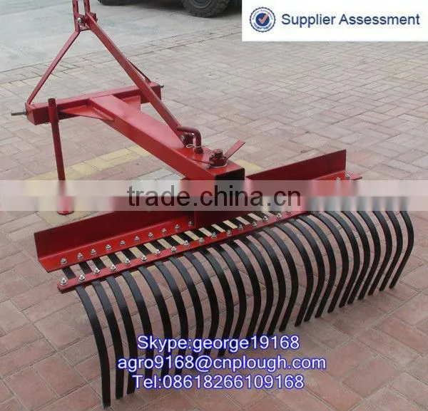Agricultural equipment tractor root rake for scraping
