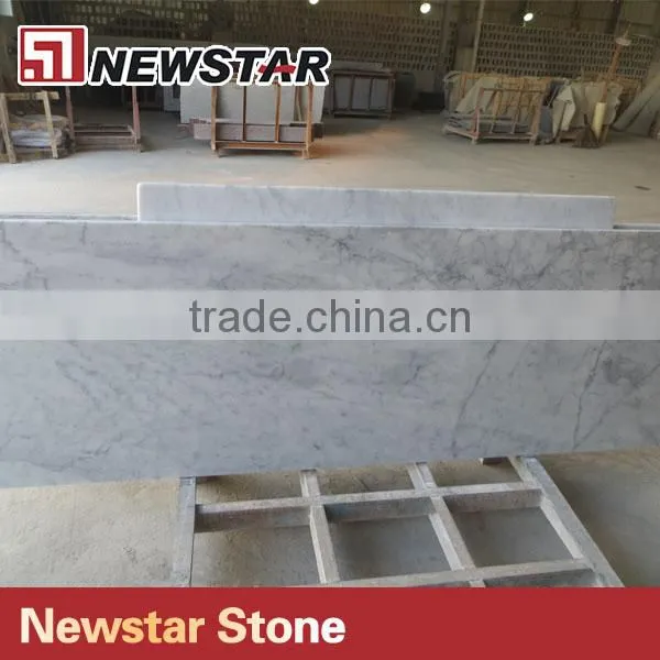 Marble Carrara Tiles Cut Into Marble Countertop photo-2