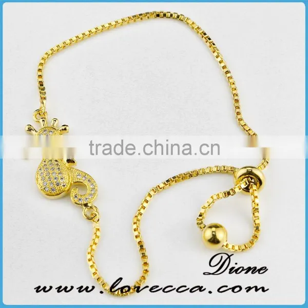 24K Gold Platinum Plated Curb Crystal Micro Pave CZ Gold Chain Bracelet for Girls photo-6