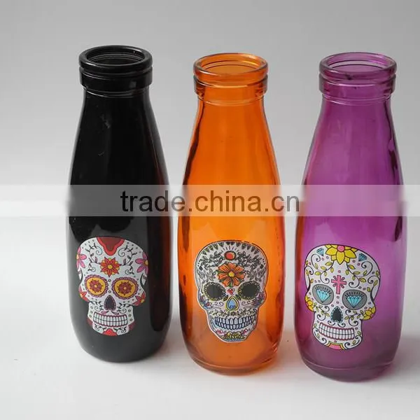 Halloween Use Glas 1 Liter Juice Decorative Glass Bottle With Straw photo-2