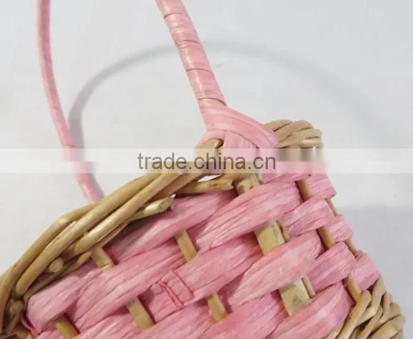 Personalized Small Round Easter Egg Hunt Wicker Easter Gift Basket photo-4