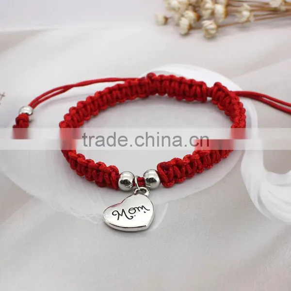 Heart Charm Red Cord Handwoven Bracelet Red Luck Friendship Bracelet Best Mother's Day Bracelet Gifts photo-3