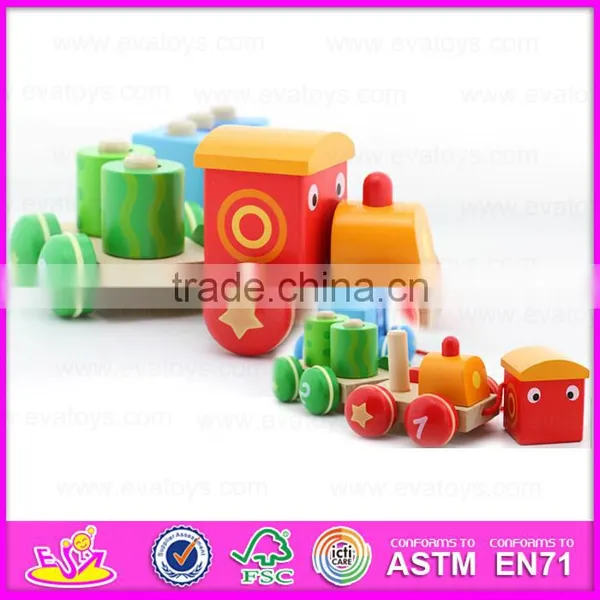 Colorful Wooden Pull Shape Block Train Toy for Kids,EN71 Top Sale Pull Line Toy Vehicle Wooden Toy Train OEM W05C025 photo-6