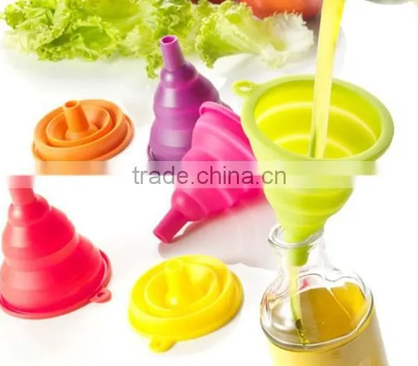 Cooking Funnel Food Grade Kitchen Silicone Rubber Funnel Silicone Foldable Funnel photo-6
