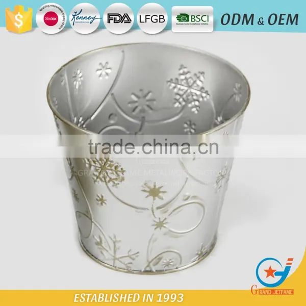 Factory Price Iron and Zinc Homeware Embossing Best Way to Water Plants in Pots Steel Pots Galvanized Flower Pot photo-2