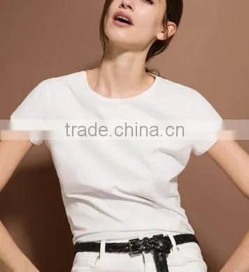 2016 New Fashion Summer Cotton Women Blank O-neck Short Sleeve T Shirts photo-2